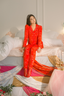 Florals in Poppy Red Long Sleeve & Pant Pajama Set