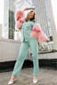 Winter Green with Embroidered Bow Long Sleeve & Pant Pajama Set