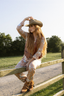 Hats & Horseshoes in Clay Long Sleeve & Cropped Pant Pajama Set
