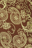 A luxury pajama set with brown and lime punch paisley pattern 