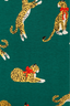 Pattern of leopards with red bows on a teal background