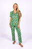 Palmera with Pink Piping Short Sleeve & Cropped Pant Pajama Set