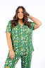 Palmera with Pink Piping Short Sleeve & Cropped Pant Pajama Set
