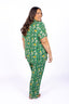 Palmera with Pink Piping Short Sleeve & Cropped Pant Pajama Set