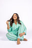 Seafoam Wave Long Sleeve & Cropped Pant Pajama Set