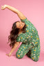 Palmera with Pink Piping Short Sleeve & Cropped Pant Pajama Set