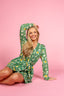 Palmera with Pink Piping Short Robe