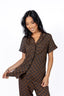 Espresso Checkered Short Sleeve & Cropped Pant Pajama Set