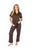 Espresso Checkered Short Sleeve & Cropped Pant Pajama Set