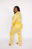 In My Sundays classic women's pajama set—long sleeve & pant pajama set in blooms in buttercream.