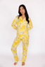 In My Sundays classic women's pajama set—long sleeve & pant pajama set in blooms in buttercream.