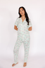 In My Sundays classic women's pajama set—short sleeve & cropped pant in swan in pastel green.