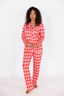 Red & Pink Argyle Long Sleeve & Pant Pajama Set