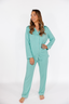 Winter Green with Embroidered Bow Long Sleeve & Pant Pajama Set