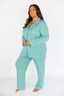 Winter Green with Embroidered Bow Long Sleeve & Pant Pajama Set